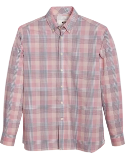 Joseph Abboud Modern Fit Sport Shirt, Burgundy Plaid