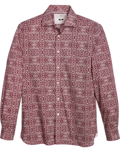 Joseph Abboud Modern Fit Sport Shirt, Burgundy Brocade