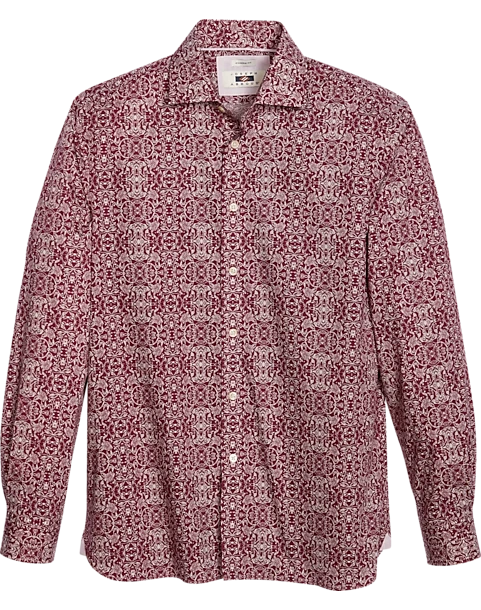 Joseph Abboud Modern Fit Sport Shirt, Burgundy Brocade 1 Joseph Abboud Modern Fit Sport Shirt, Burgundy Brocade