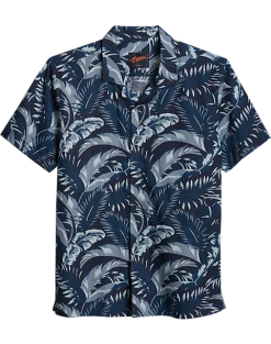 Egara Slim Fit Short Sleeve Sport Shirt, Navy Floral