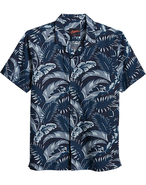 Egara Slim Fit Short Sleeve Sport Shirt, Navy Floral 1 Egara Slim Fit Short Sleeve Sport Shirt, Navy Floral