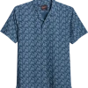 Egara Slim Fit Short Sleeve Sport Shirt, Navy Fern