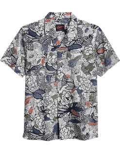 Egara Slim Fit Short Sleeve Sport Shirt, Rust & Blue Floral