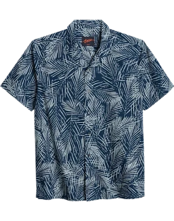 Egara Slim Fit Short Sleeve Sport Shirt, Teal Palmetto