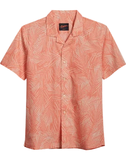 Egara Slim Fit Short Sleeve Sport Shirt, Coral Palmetto