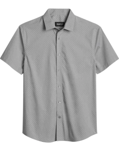 Awearness Kenneth Cole Slim Fit Short Sleeve Sport Shirt, Light Gray Geo