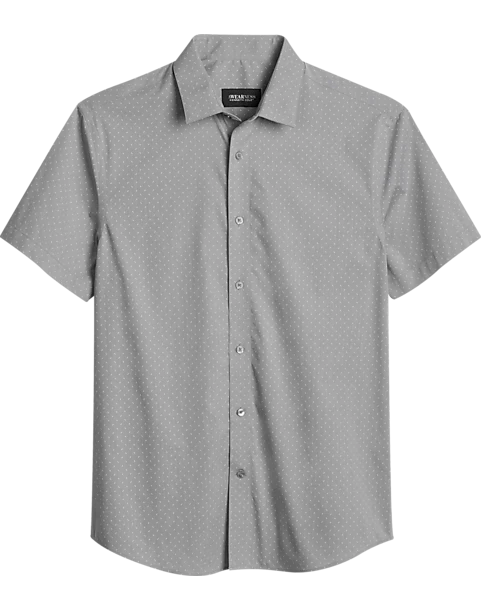 Awearness Kenneth Cole Slim Fit Short Sleeve Sport Shirt, Light Gray Geo 1 Awearness Kenneth Cole Slim Fit Short Sleeve Sport Shirt, Light Gray Geo