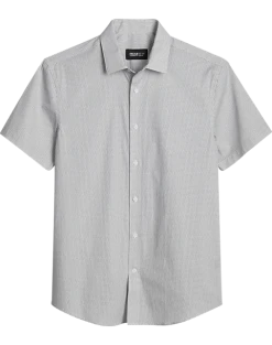 Awearness Kenneth Cole Slim Fit Short Sleeve Sport Shirt, White Micro Dot