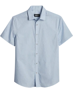 Awearness Kenneth Cole Slim Fit Short Sleeve Sport Shirt, Light Blue Rain