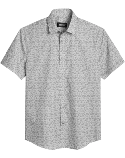 Awearness Kenneth Cole Slim Fit Short Sleeve Sport Shirt, Light Gray Camo