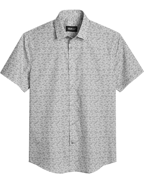 Awearness Kenneth Cole Slim Fit Short Sleeve Sport Shirt, Light Gray Camo 1 Awearness Kenneth Cole Slim Fit Short Sleeve Sport Shirt, Light Gray Camo