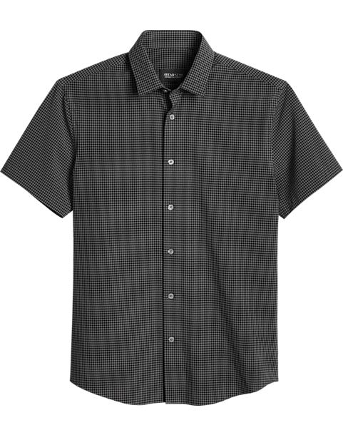 Awearness Kenneth Cole Slim Fit Short Sleeve Sport Shirt, Black Gingham 1 Awearness Kenneth Cole Slim Fit Short Sleeve Sport Shirt, Black Gingham