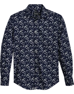 Awearness Kenneth Cole Slim Fit Spread Collar Sport Shirt, Navy Leaf Camouflage