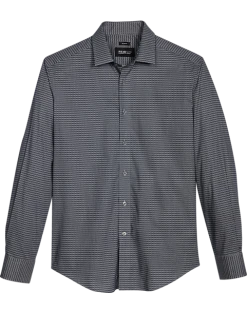 Awearness Kenneth Cole Slim Fit Spread Collar Sport Shirt, Navy Check