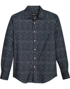 Awearness Kenneth Cole Slim Fit Spread Collar Sport Shirt, Navy Rainfall