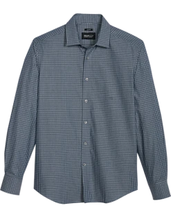 Awearness Kenneth Cole Slim Fit Spread Collar Sport Shirt, Charcoal Check