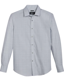 Awearness Kenneth Cole Slim Fit Spread Collar Sport Shirt, Gray Plaid