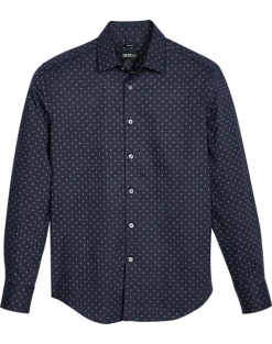 Awearness Kenneth Cole Slim Fit Spread Collar Sport Shirt, Navy Stars