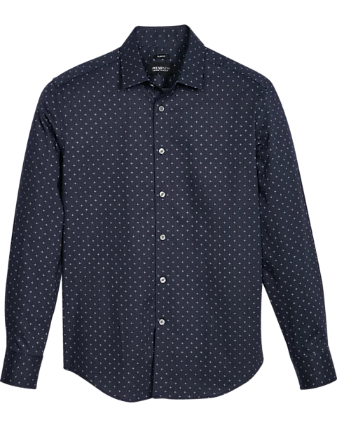 Awearness Kenneth Cole Slim Fit Spread Collar Sport Shirt, Navy Stars 1 Awearness Kenneth Cole Slim Fit Spread Collar Sport Shirt, Navy Stars