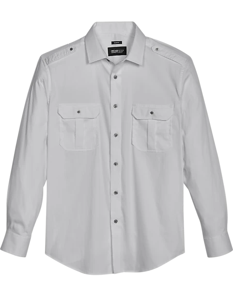 Awearness Kenneth Cole Slim Fit Spread Collar Sport Shirt, White 1 Awearness Kenneth Cole Slim Fit Spread Collar Sport Shirt, White