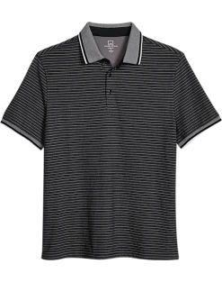 Michael Strahan Modern Fit Short Sleeve Polo, Black Stripe