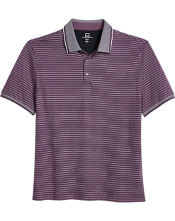 Michael Strahan Modern Fit Short Sleeve Polo, Purple Stripe