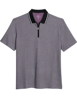 Michael Strahan Modern Fit Zip Polo Lavender