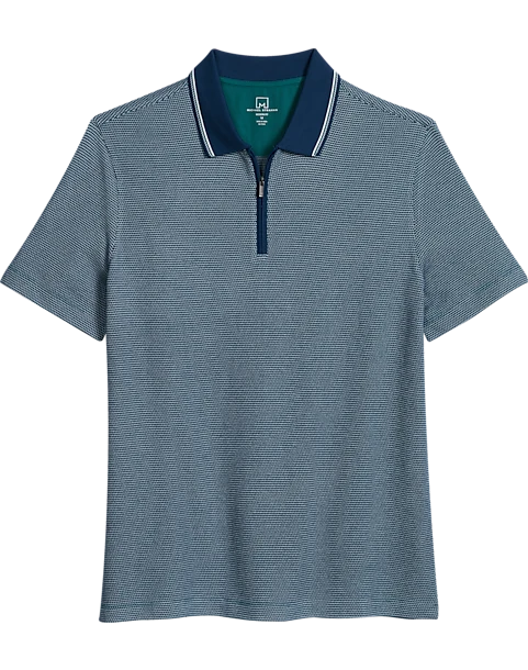 Michael Strahan Modern Fit Zip Polo, Teal 1 Michael Strahan Modern Fit Zip Polo, Teal