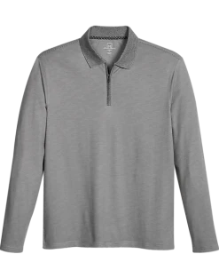 Michael Strahan Modern Fit Long Sleeve Polo, Gray