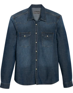 Paisley & Gray Slim Fit Spread Collar Denim Sport Shirt, Blue
