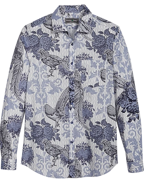 Paisley & Gray Slim Fit Spread Collar Sport Shirt, Blue Baroque Pheasant 1 Paisley & Gray Slim Fit Spread Collar Sport Shirt, Blue Baroque Pheasant