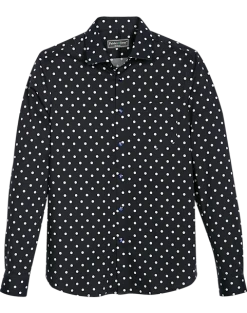 Paisley & Gray Slim Fit Spread Collar Sport Shirt, White And Blue Dot