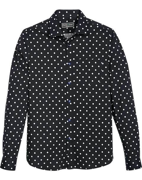 Paisley & Gray Slim Fit Spread Collar Sport Shirt, White And Blue Dot 1 Paisley & Gray Slim Fit Spread Collar Sport Shirt, White And Blue Dot