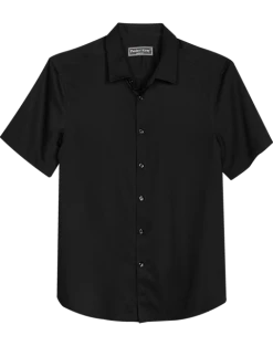 Paisley & Gray Slim Fit Spread Collar Short Sleeve Sport Shirt, Black
