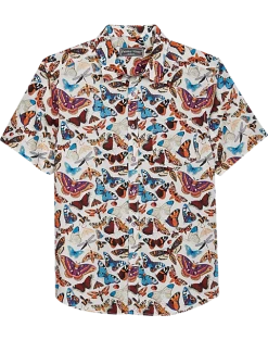Paisley & Gray Slim Fit Short Sleeve Sport Shirt, Multicolor Butterflies