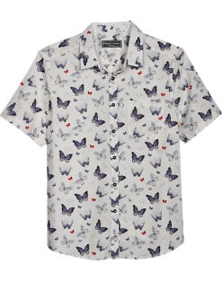 Paisley & Gray Slim Fit Spread Collar Sport Shirt, White Small Heart Butterfly