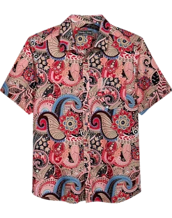 Paisley & Gray Slim Fit Short Sleeve Sport Shirt, Pink Paisley