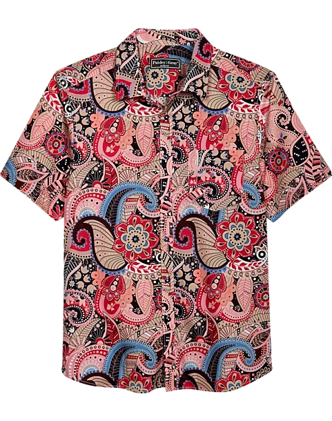 Paisley & Gray Slim Fit Short Sleeve Sport Shirt, Pink Paisley 1 Paisley & Gray Slim Fit Short Sleeve Sport Shirt, Pink Paisley