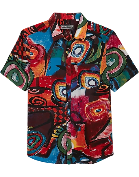 Paisley & Gray Slim Fit Spread Collar Sport Shirt, Color Pop Art 1 Paisley & Gray Slim Fit Spread Collar Sport Shirt, Color Pop Art