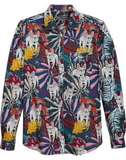 Paisley & Gray Slim Fit Spread Collar Sport Shirt, French Bulldog
