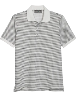 Paisley & Gray Slim Fit Polo, White & Black Dot