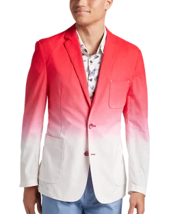 Paisley & Gray Slim Fit Linen Blazer, Red & White Tie Dye