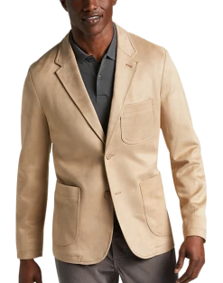 Joseph Abboud Modern Fit Notch Lapel Ultra Suede Soft Jacket, Sand
