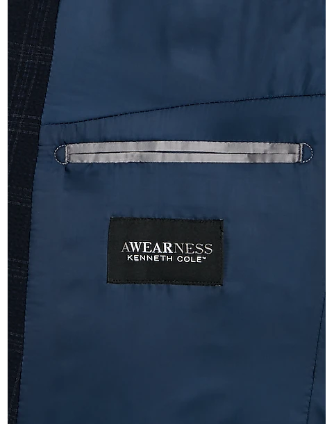 Awearness Kenneth Cole Modern Fit Soft Jacket, Navy Seersucker Plaid 3 Awearness Kenneth Cole Modern Fit Soft Jacket, Navy Seersucker Plaid - Image 3