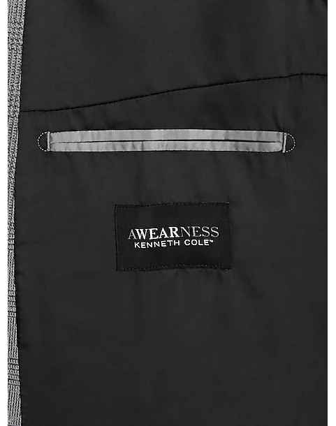 Awearness Kenneth Cole Modern Fit Soft Jacket, Gray Plaid 3 Awearness Kenneth Cole Modern Fit Soft Jacket, Gray Plaid - Image 3