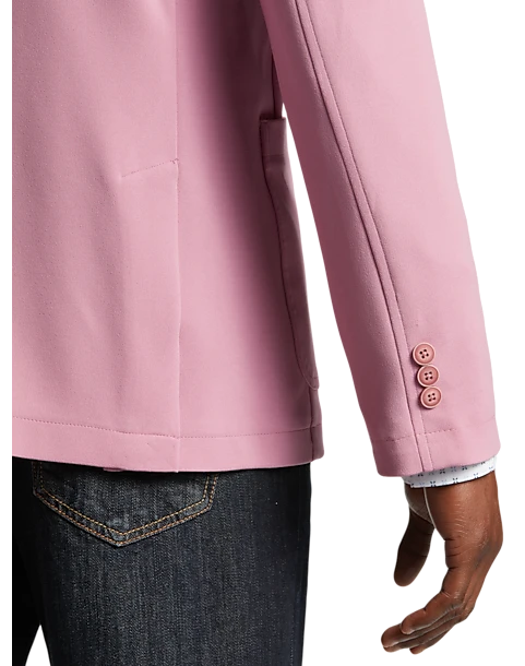 Michael Strahan Modern Fit Notch Lapel Crepe Knit Soft Jacket, Pink 2 Michael Strahan Modern Fit Notch Lapel Crepe Knit Soft Jacket, Pink - Image 2