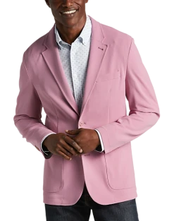 Michael Strahan Modern Fit Notch Lapel Crepe Knit Soft Jacket, Pink