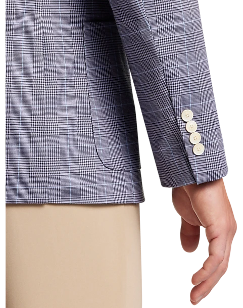 Michael Strahan Modern Fit Notch Lapel Crepe Knit Soft Jacket, Pink Glen Plaid 2 Michael Strahan Modern Fit Notch Lapel Crepe Knit Soft Jacket, Pink Glen Plaid - Image 2