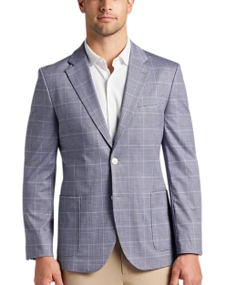 Michael Strahan Modern Fit Notch Lapel Crepe Knit Soft Jacket, Pink Glen Plaid