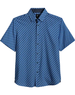 Michael Strahan Modern Fit Short Sleeve Sport Shirt, Blue 3-D Star